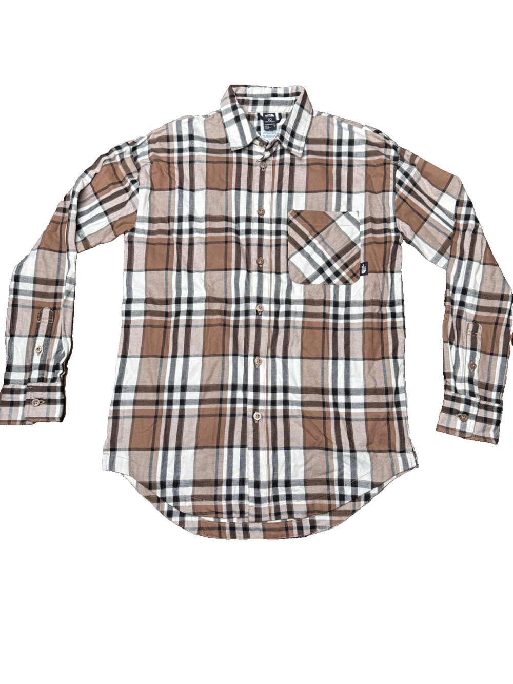 The North Face Shirt Womens XS Brown White Plaid Cotton Flannel Button Down